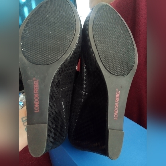 Pre-owned London Rebel Wedges, Black & Charcoal Houndstooth, size 8.5 - Picture 4 of 5